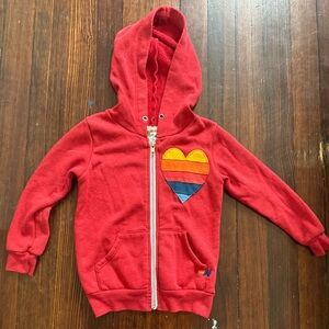 Aviator Nation zip up red heart hoodie